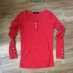 Kiss Red Fitted Buttoned Blouse